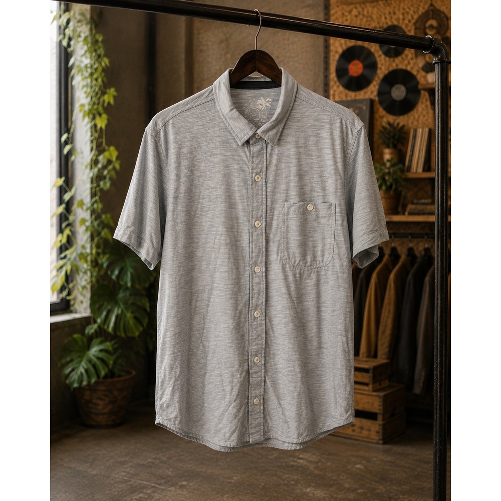 Laguna Short Sleeve Medium Light Gray Button-Down Shirt Chest Pocket Surf Hawaii